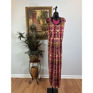 Lennie For Nina Leonard Women Maxi Skirt Dress 1X Scoop Neck Sleeveless Pleated